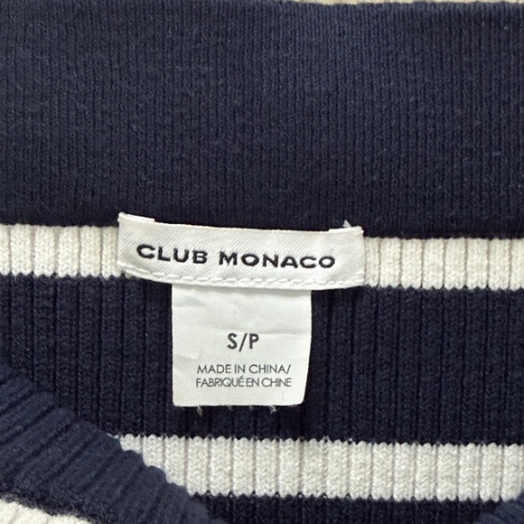 Club Monaco off-shoulder blue and white stripe top - size small - Picture 2 of 5